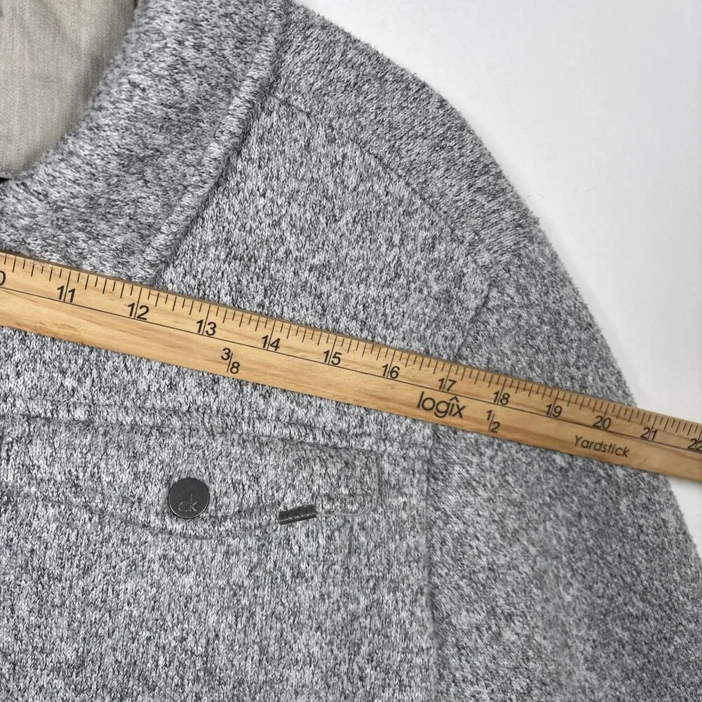 Calvin Klein Jeans marled heather grey sweater sherpa lined trucker jacket sz L